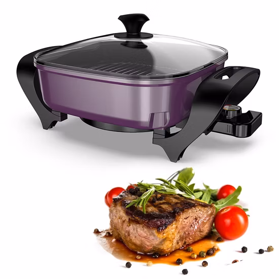 グリドル電気テーブルグリル急速加熱キッチン家電傷つきにくい食器洗い機対応パーソナル炒め物グリドルパン